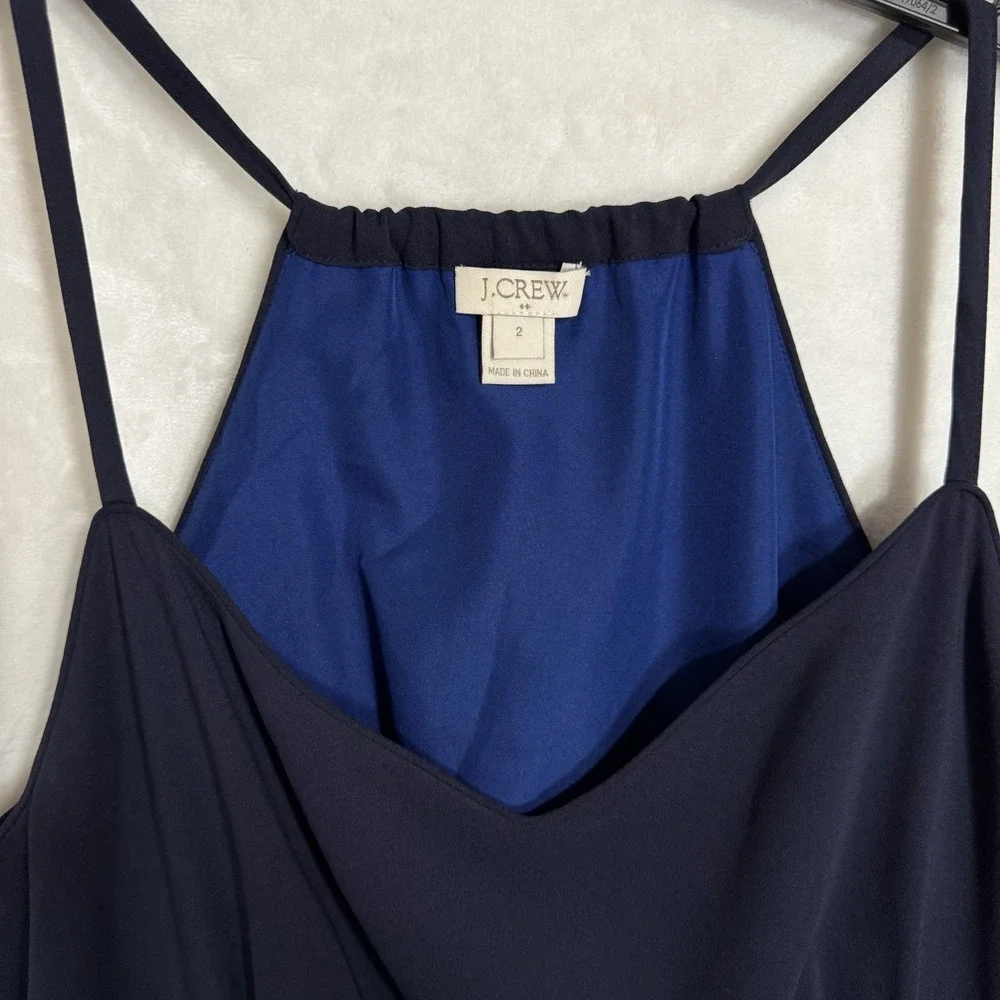 J.CREW Racerback Maxi Dress‎ Size 2 Blue Tie Dye Casual Boho Retro Coastal Slit
